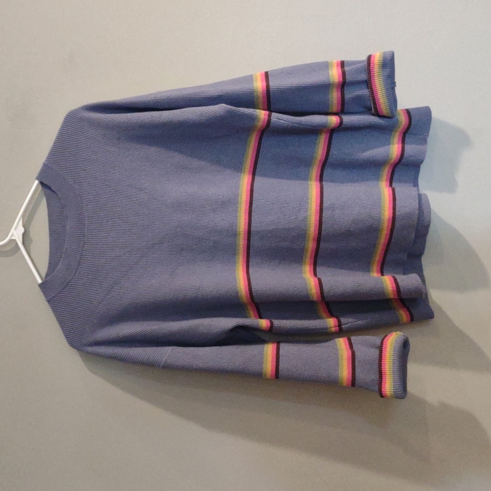 Illusory Women's Small Striped Blue Sweater